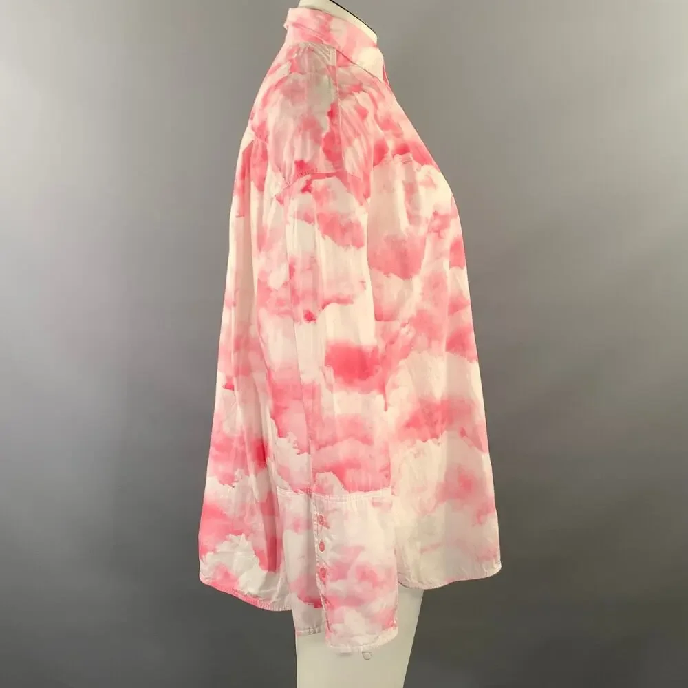ROTATE Size M Pink White Cotton Print Button Up Shirt - Picture 2 of 8